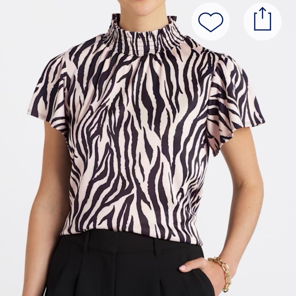 Chic Zebra Print Blouse - Black and Gray
